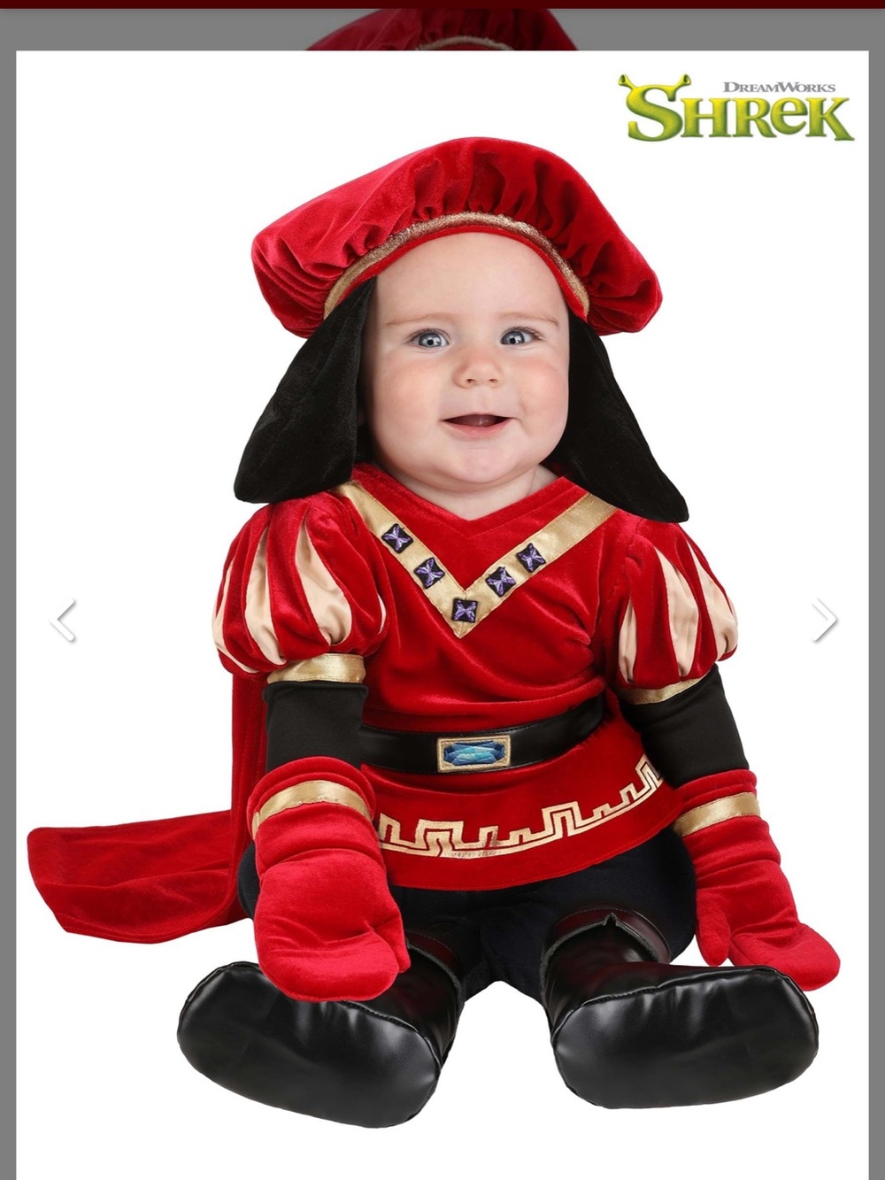 Red Velvet Knight Kids Costume with Black Boot Covers